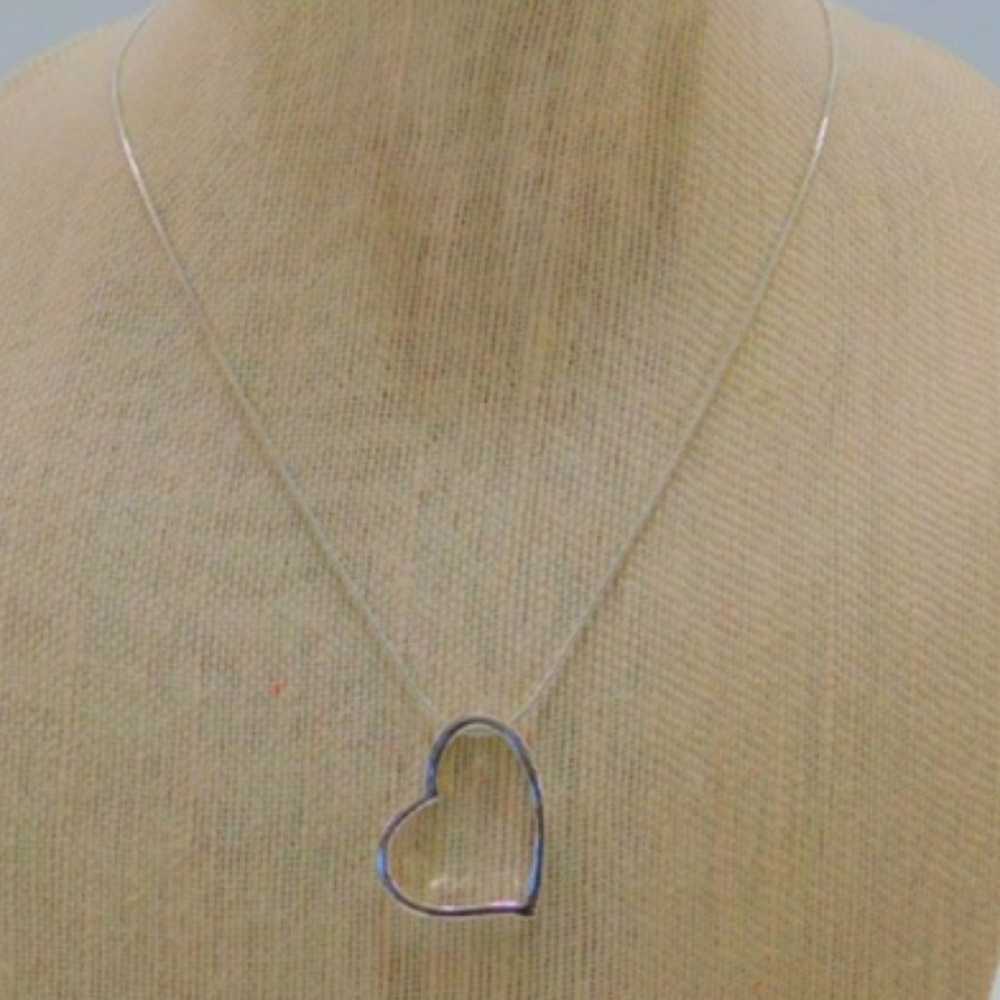 Silvertone Heart Pendant Necklace silvertone chain